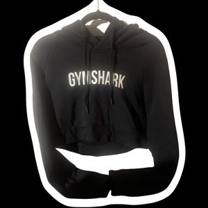 GYMSHARK CROPPED BLACK HOODIE - MEDIUM